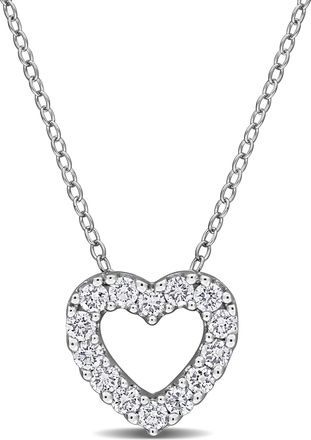 Mimi & Max Created Forever 1ct or 1/2ct TDW Lab-Grown Diamond Open Heart Necklace Sterling Silver