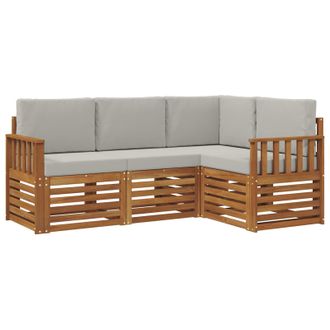 vidaXL Juegos De Sof&aacute;s Con Coj&iacute;n 4 Pcs Gris Natural Y Claro Vidaxl