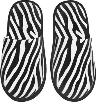 Generic Hotel Slippers Zebra Cozy Fleece Slippers Warm House Shoes For Spa Ladies Hotel M