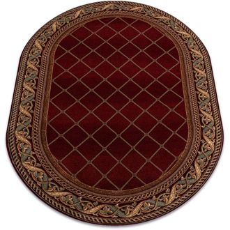 RugsX Rugsx - Alfombra De Lana Omega Oval Kastor Enrejado Red 2 Rojo Red 200x300 Cm