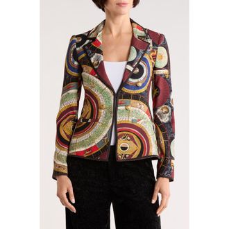 Alice & Olivia Mya Notch Lapel Fitted Blazer in Hands Of Time at Nordstrom Rack, Size 0