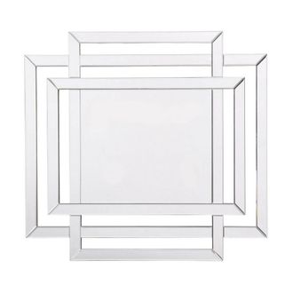 The Libra Company Farley Tri Rectangle Frame Mirror - Glass/MDF - L1.9 x W100 x H110 cm in Silver