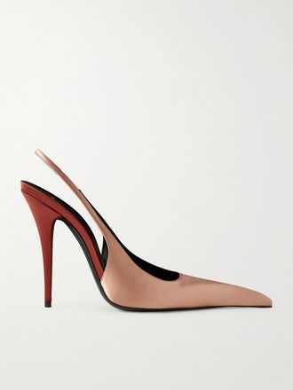 Saint Laurent D&eacute;collet&eacute; Slingback In Raso Deroche - Rosa