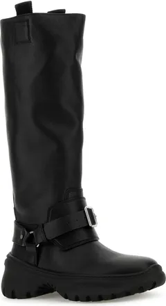 Burberry Womens Stomp Boots Black Calf