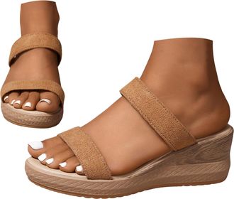 Generic Womens Platform Sandals Open Toe Wedge Sandal With Back Strap Summer Dressy Casual Shoes Arch Support Walking Slippers For Beach, Travel, Walking, Dai