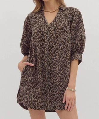 Entro Cheetah Chic Mini Dress In Brown