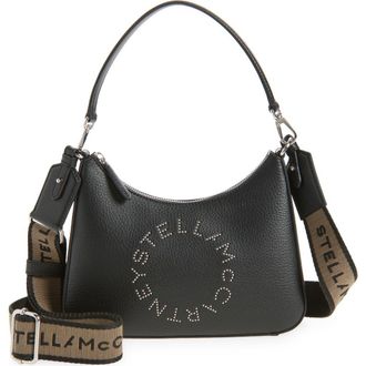 Stella McCartney Small Studded Logo Faux Leather Shoulder Bag in Black at Nordstrom