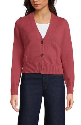 Lands End Drifter Vneck Dress Cardigan Sweater in Soft Mojave Rose at Nordstrom, Size X-Large P