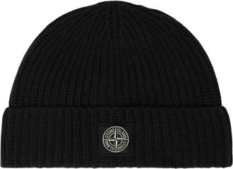 Stone Island Lichte RWS Geelong Wol Muts - Heren - Hoeden - Zwart - ONE Size - Wol - Accessoires