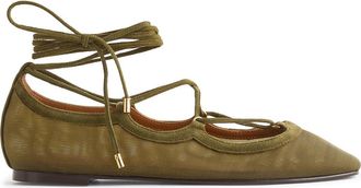 Madewell The Greta Lace-Up Ballet Flat in Dark Olive at Nordstrom, Size 8.5