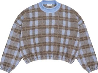 Rus Jacquard Check Gebreide Trui - Dames - Ronde hals truien - Veelkleurig - M - Truien & Vesten