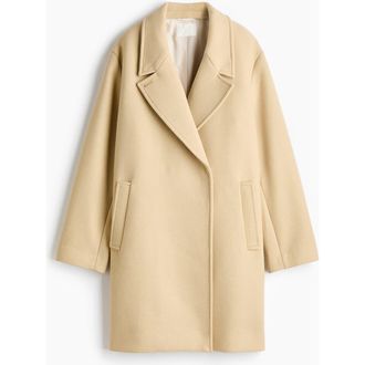 H&M Oversized Wool-blend Coat in Light Yellow at Nordstrom, Size X-Small