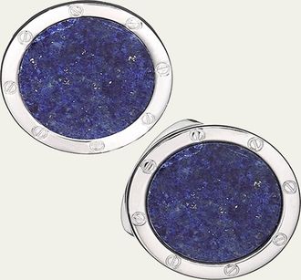 Jan Leslie Round Lapis Cuff Links, Blue