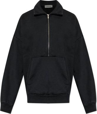 Fear of God Sunfaded Half Zip Polo Sweatshirt - Heren - Vesten met rits - Zwart - M - Katoen - Hoodies & sweatvesten