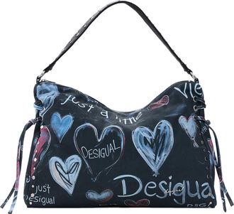 Desigual Logo Print Canvas Shoulder Bag in Black Multi at Nordstrom