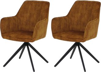 Hhg [nunca Usado] Juego De 2 Sillas De Comedor Hhg-139, Silla De Cocina Con Reposabrazos Giratorios Y Retorno Autom&aacute;tico, Terciopelo De 440 G/m&sup2;, Aspecto 