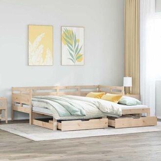 vidaXL Daybed with Trundle and Drawers without Mattress 80x200 cm Vidaxl