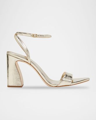 Loeffler Randall Malia Metallic Leather Block-Heel Sandals
