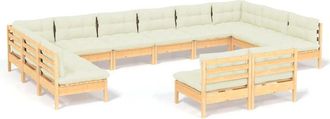 vidaXL Muebles De Jard&iacute;n 12 Piezas Y Cojines Madera Maciza De Pino Vidaxl