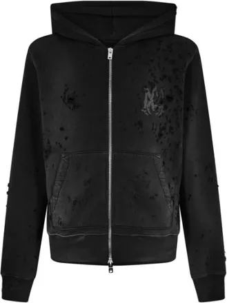 Amiri Black Distressed Shotgun Zip Hoodie SN24 Size M