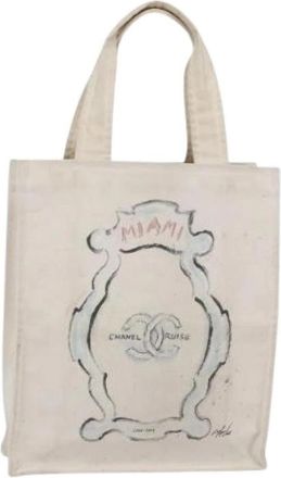 Chanel Pre-owned Canvas Tote Bag - Dames - Vintage Shopper - Beige - ONE Size - Vintage
