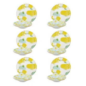 Arca Servizio 12 piatti porcellana giallo verde Mosaico