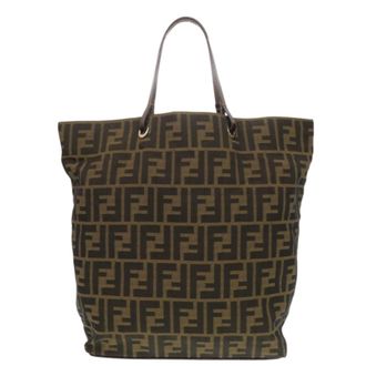Fendi Brown Canvas Leather Tote Bag (Pre-Owned)