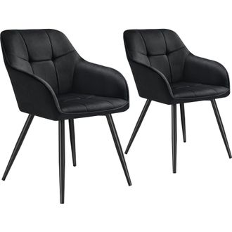 TecTake Dining Chair Marilyn Set Of 2 - Black/Black in Black | Size: 2 Pack