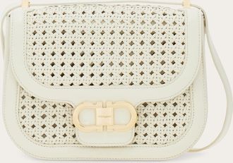 Ferragamo Women Double Gancini North-South crossbody bag White