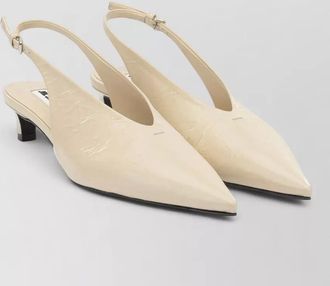 Jil Sander leather slingback pumps pointed toe kitten heel