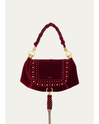 Chlo&eacute; Marcie Studded Velvety Shoulder Bag