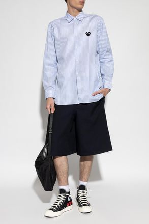 Comme Des Gar&ccedil;ons Comme Des Gar&ccedil;ons Play Shirt With Patch, Mens, Blue