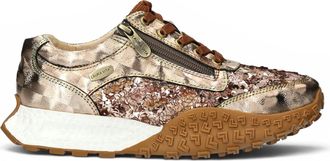 Laura Vita Womens Floral Golden Leather Trainer Sneaker Shoes - Evitao-03
