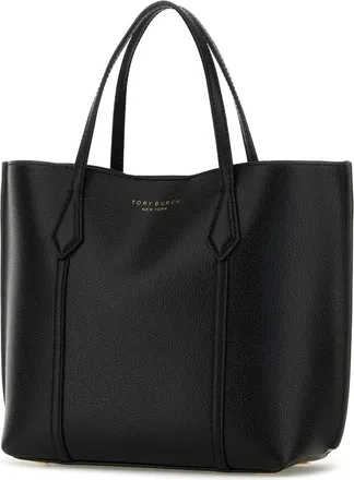 Tory Burch Womens Pebbled Leather Tote Black Cow Coating