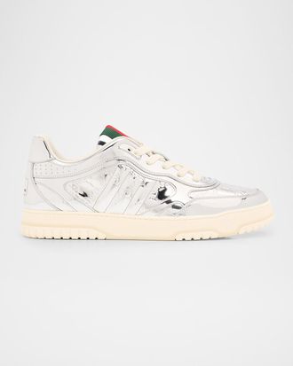 Gucci Mens Re-Web Mirror Leather Fashion Sneakers