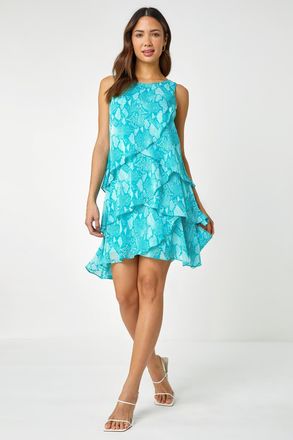 Roman Animal Print Asymmetric Tiered Dress