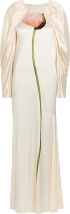 Simone Rocha Simone Rocha Poppy Floral-print Satin Gown - Cream - 12 (UK12 / M)