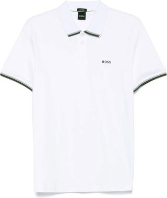 BOSS Polo in cotone con ricamo logo - Bianco