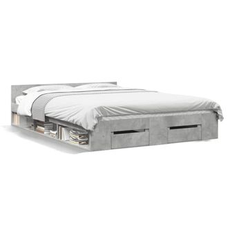Berkfield Home Bed Frame w/Drawers Frame Concrete Grey 135x190 cm Double
