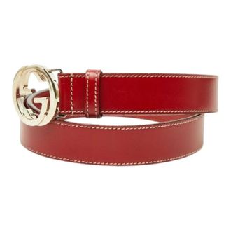 Gucci Cintura Pre-owned in Pelle con Doppia G - - Pre-owned - Donna - Rosso - ONE SIZE
