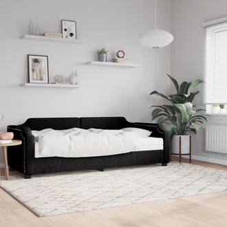 vidaXL Sof&aacute; Cama Con Colch&oacute;n Tela Negro 90x190 Cm Vidaxl
