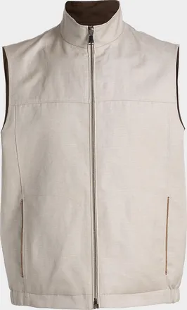 Canali Men & apos;s Wool and Linen Jersey Full-Zip Vest