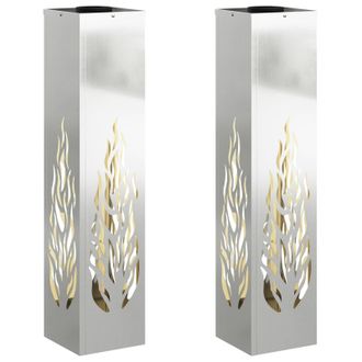 vidaXL Luz De Camino Led Solar 2 Pcs Plateado Acero Galvanizado Vidaxl