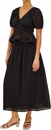 Rails Dax Maxi Skirt In Black Grid Embroidery