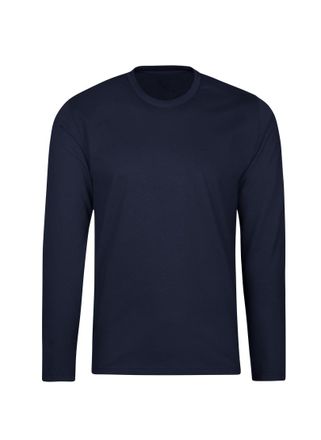 Trigema T-Shirt TRIGEMA TRIGEMA Langarmshirt aus 100% Baumwolle, Damen, Gr. 4XL, blau (navy), Single Jersey, 100% Baumwolle, Basic, lang, Rundhals, Shirts T-S