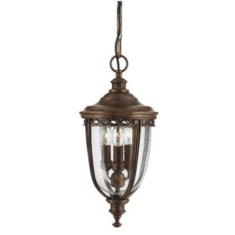Netlighting English Bridle 3 Light Medium Outdoor Ceiling Chain Lantern British Bronze E14 in Brown
