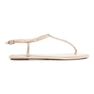 Rene Caovilla Flat Sandals, female, Brown, Size: 7 US Brown Jewel Sandals for Women