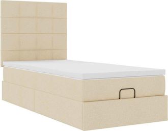 vidaXL Cama Otomana Con Colch&oacute;n De Tela Color Crema 100x200 Cm Vidaxl