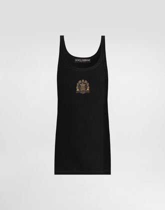Dolce & Gabbana Cotton Tank Top - Man Black Cotton 48