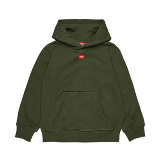 Diesel Green Hoodie with Logo Patch - male - Diesel - Kids Sweatshirts - Green - 10 Y - Kids